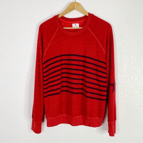 Sundry Red Striped Star Raglan Pullover Sweatshirt - Picture 2 of 9